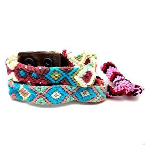 Handwoven Diamond Pattern Friendship Bracelets - Multicolor (d)
